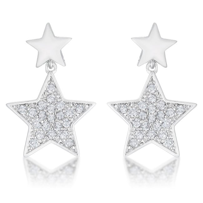 Bianca 0.5ct CZ Rhodium Star Drop Earrings - LinkagejewelrydesignLinkagejewelrydesign