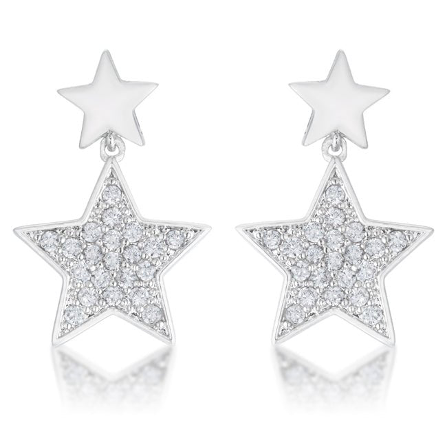 Bianca 0.5ct CZ Rhodium Star Drop Earrings - LinkagejewelrydesignLinkagejewelrydesign