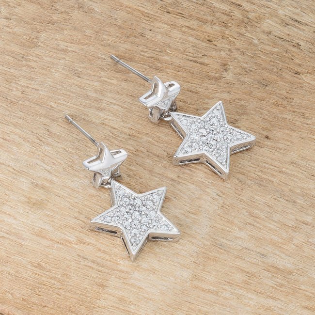 Bianca 0.5ct CZ Rhodium Star Drop Earrings - LinkagejewelrydesignLinkagejewelrydesign