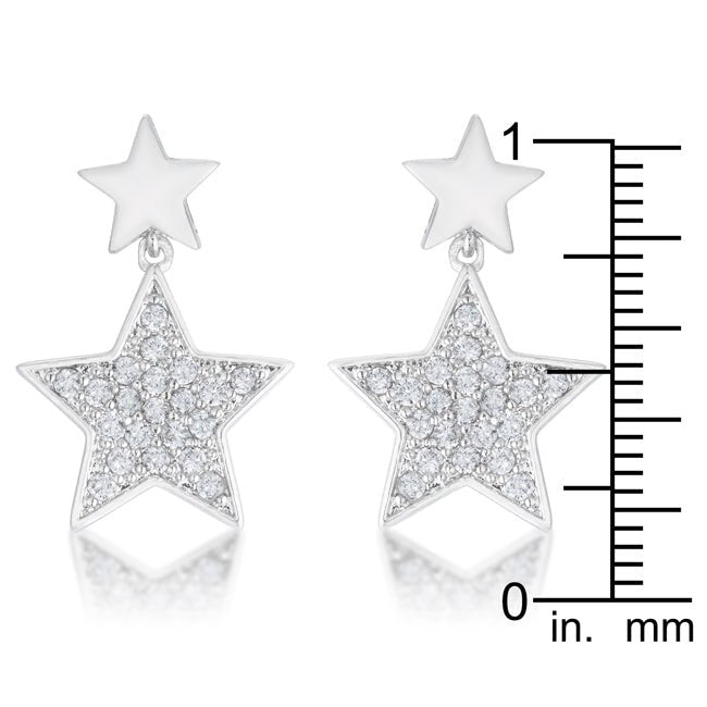 Bianca 0.5ct CZ Rhodium Star Drop Earrings - LinkagejewelrydesignLinkagejewelrydesign