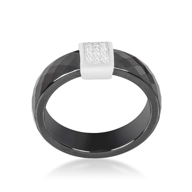 Black Ceramic Cocktail Ring - LinkagejewelrydesignLinkagejewelrydesign