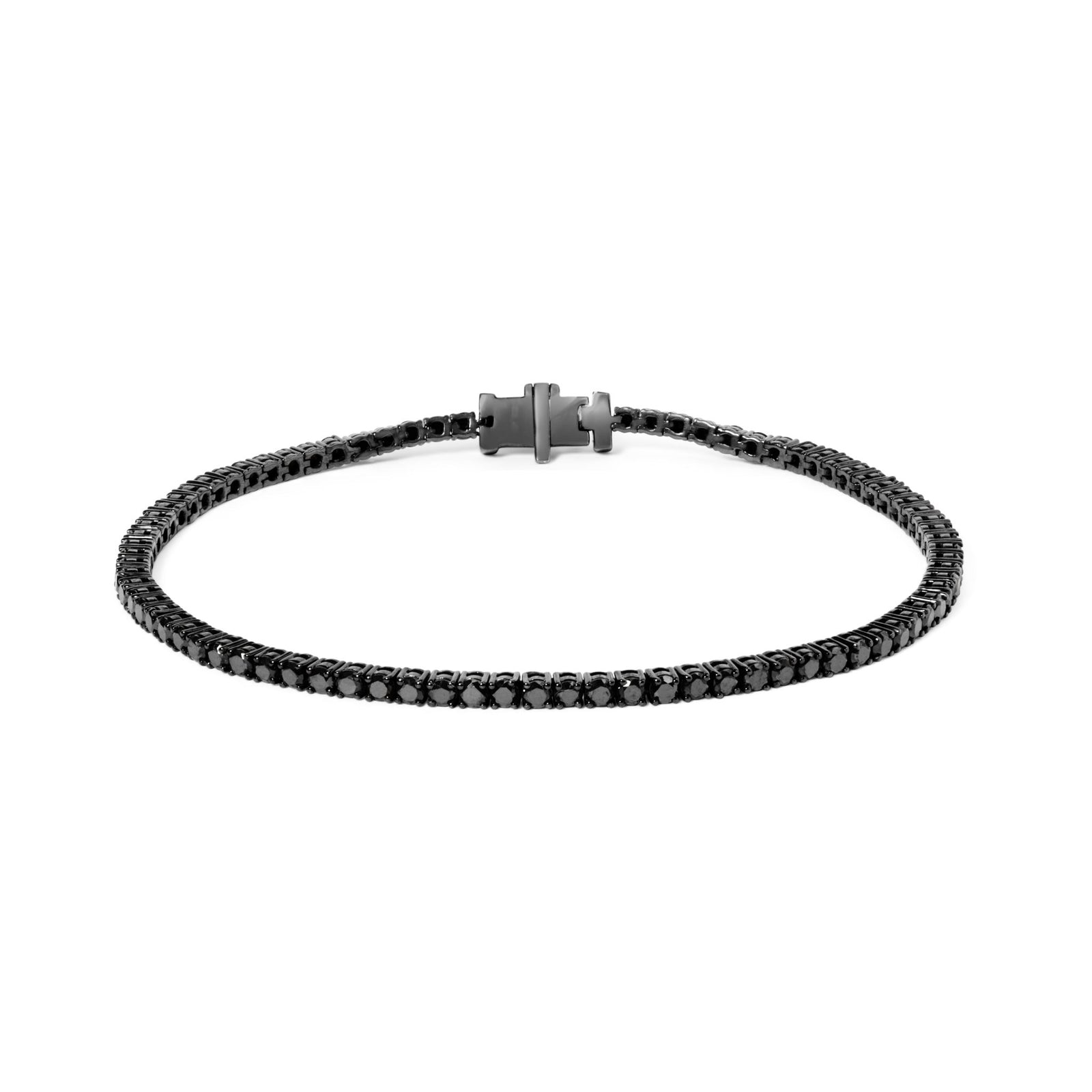Black Rhodium Plated .925 Sterling Silver 5.00 Cttw Black Diamond Tennis Bracelet (Black Color, I2 - I3 Clarity) - 8.5 Inches - LinkagejewelrydesignLinkagejewelrydesign