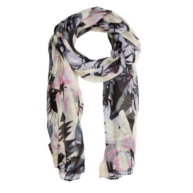 Black Sally Large Floral Print Scarf - LinkagejewelrydesignLinkagejewelrydesign