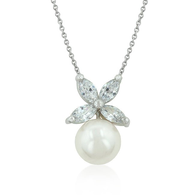 Butterfly White Pearl Pendant - LinkagejewelrydesignLinkagejewelrydesign