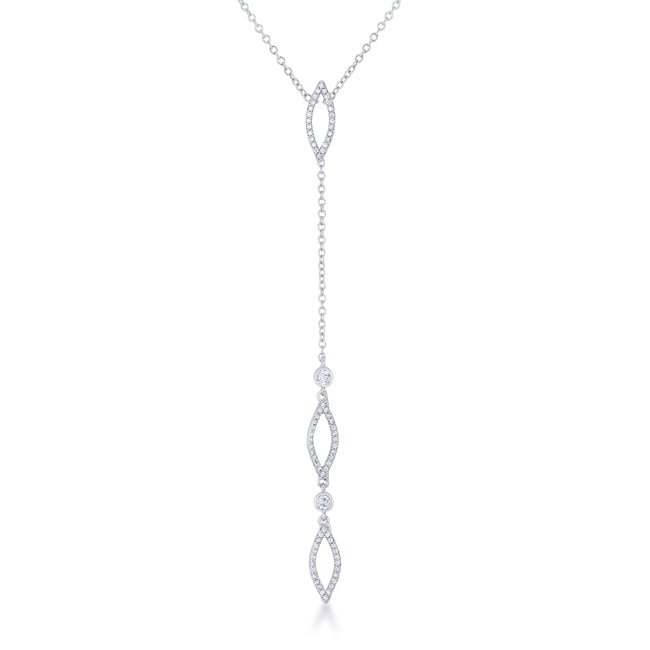 Carmela 0.6ct CZ Rhodium Classic Drop Lariat Necklace - LinkagejewelrydesignLinkagejewelrydesign