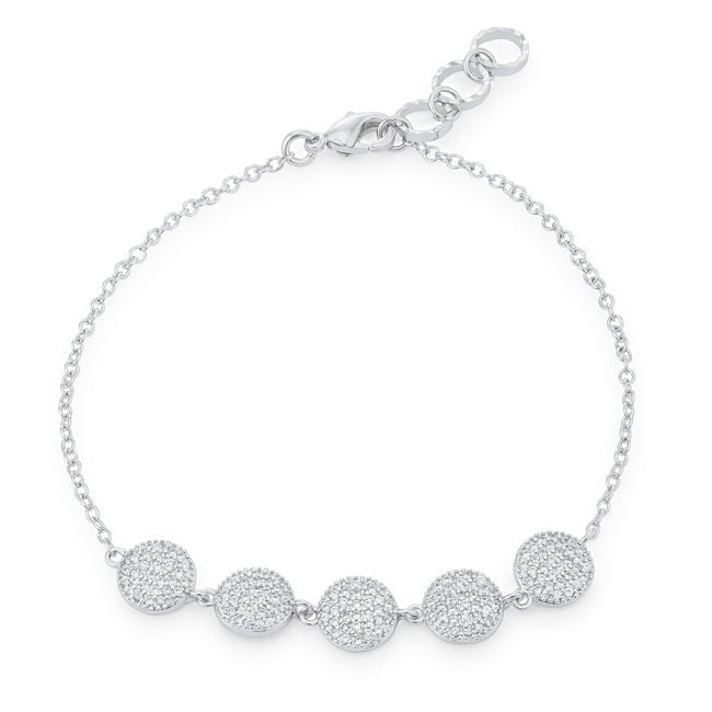 Carol 0.8ct CZ Rhodium Pave Disc Bracelet - LinkagejewelrydesignLinkagejewelrydesign