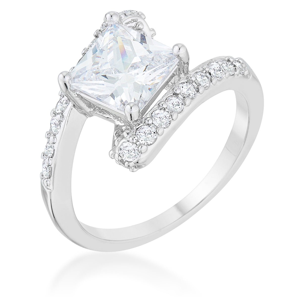 Caroline 2.3ct CZ Rhodium Statement Ring - LinkagejewelrydesignLinkagejewelrydesign