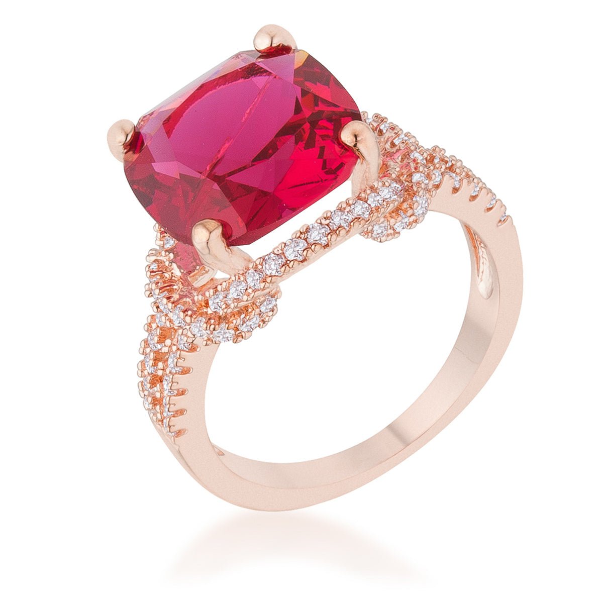 Charlene 6.2ct Ruby CZ Rose Gold Classic Statement Ring - LinkagejewelrydesignLinkagejewelrydesign