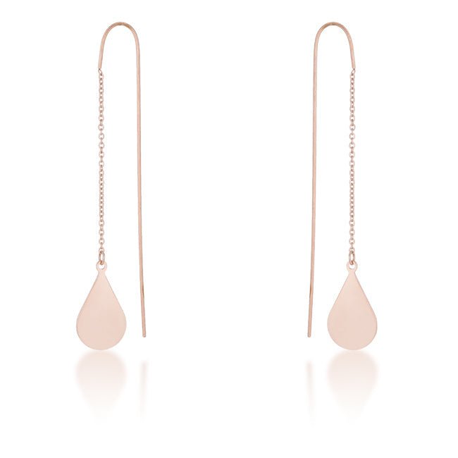 Chloe Rose Gold Stainless Steel Teardrop Threaded Drop Earrings - LinkagejewelrydesignLinkagejewelrydesign