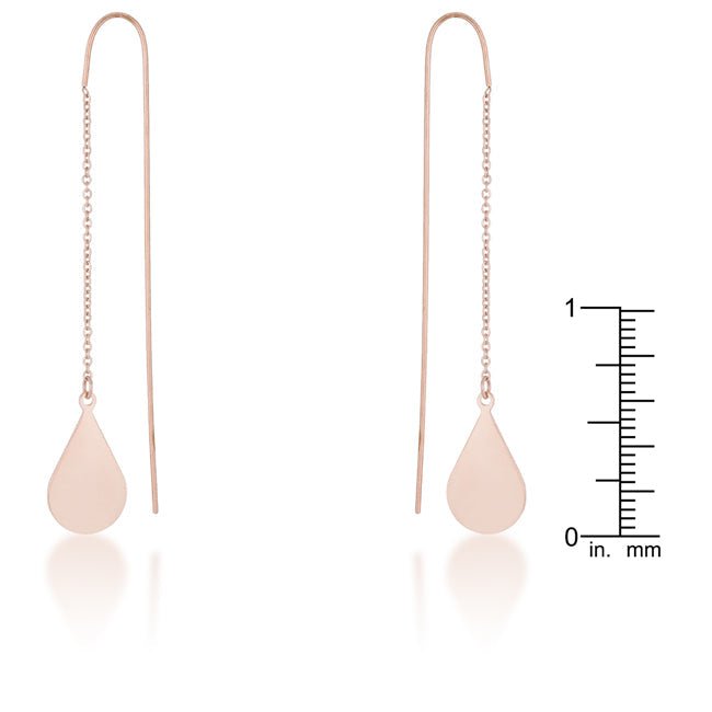 Chloe Rose Gold Stainless Steel Teardrop Threaded Drop Earrings - LinkagejewelrydesignLinkagejewelrydesign