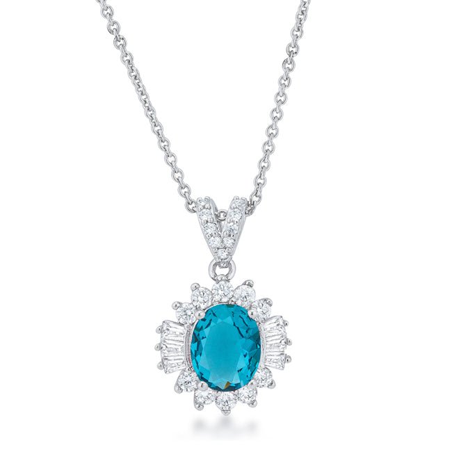 Chrisalee 3.2ct Aqua CZ Classic Drop Necklace - LinkagejewelrydesignLinkagejewelrydesign