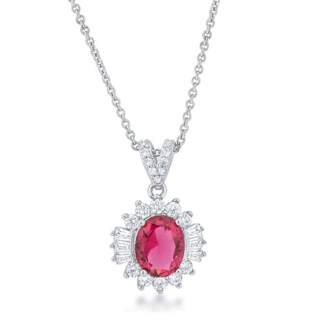 Chrisalee 3.2ct Ruby CZ Rhodium Classic Drop Necklace - LinkagejewelrydesignLinkagejewelrydesign