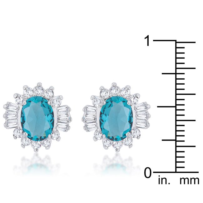 Chrisalee 3.3ct Aqua CZ Rhodium Classic Stud Earrings - LinkagejewelrydesignLinkagejewelrydesign