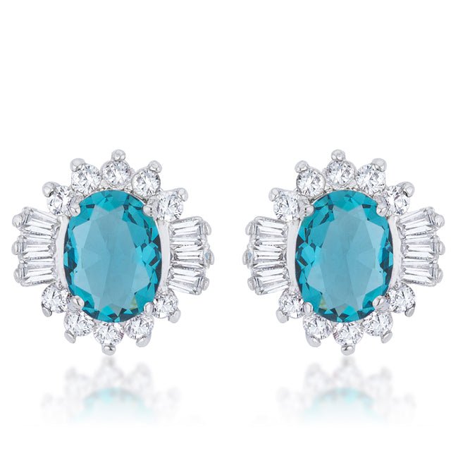 Chrisalee 3.3ct Aqua CZ Rhodium Classic Stud Earrings - LinkagejewelrydesignLinkagejewelrydesign