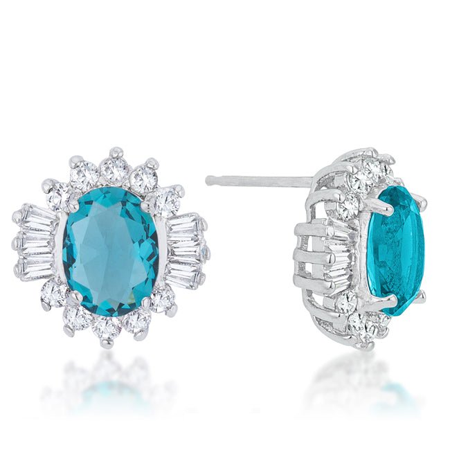 Chrisalee 3.3ct Aqua CZ Rhodium Classic Stud Earrings - LinkagejewelrydesignLinkagejewelrydesign