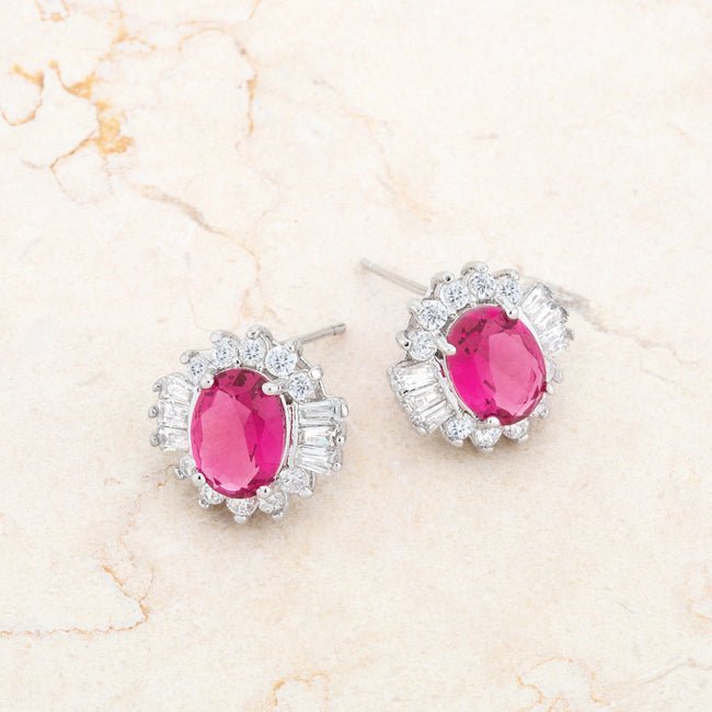 Chrisalee 3.3ct Ruby CZ Rhodium Classic Stud Earrings - LinkagejewelrydesignLinkagejewelrydesign