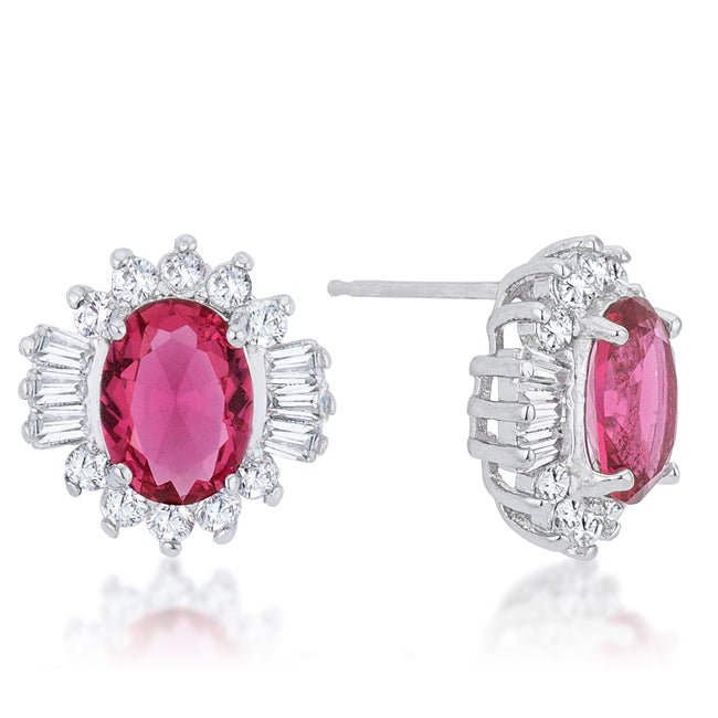 Chrisalee 3.3ct Ruby CZ Rhodium Classic Stud Earrings - LinkagejewelrydesignLinkagejewelrydesign