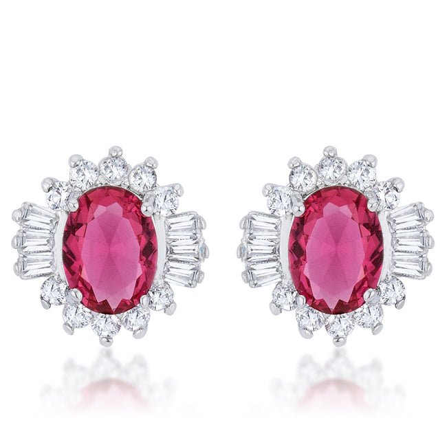 Chrisalee 3.3ct Ruby CZ Rhodium Classic Stud Earrings - LinkagejewelrydesignLinkagejewelrydesign