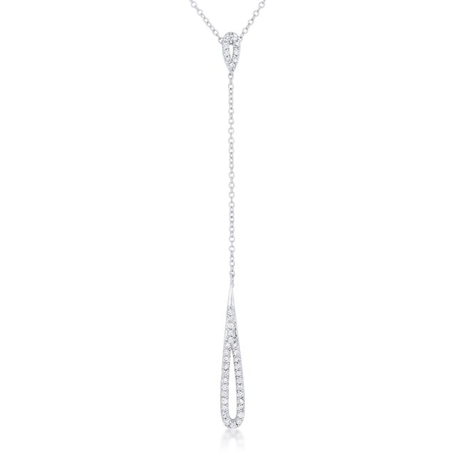 Chrisette 0.4ct CZ Rhodium Classic Drop Lariat Necklace - LinkagejewelrydesignLinkagejewelrydesign