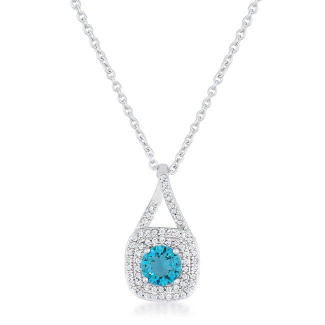 Christal 1.2ct Aqua CZ Rhodium Classic Necklace - LinkagejewelrydesignLinkagejewelrydesign