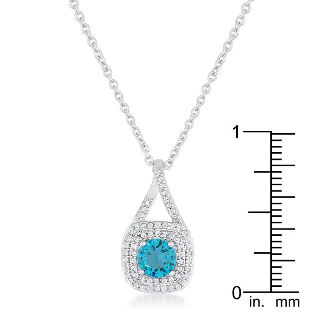 Christal 1.2ct Aqua CZ Rhodium Classic Necklace - LinkagejewelrydesignLinkagejewelrydesign