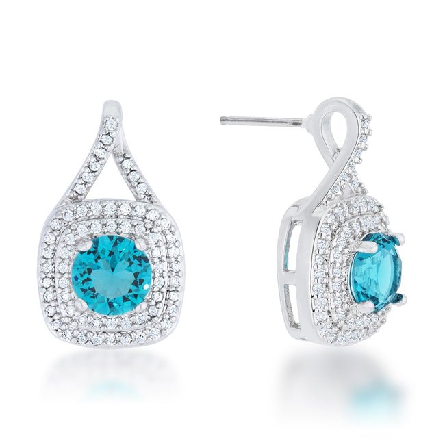 Christal 2.3ct Aqua CZ Rhodium Classic Drop Earrings - LinkagejewelrydesignLinkagejewelrydesign