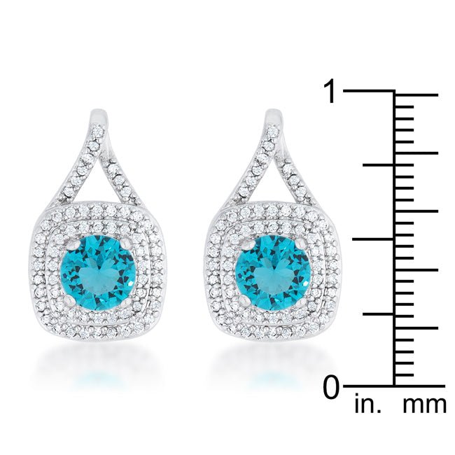 Christal 2.3ct Aqua CZ Rhodium Classic Drop Earrings - LinkagejewelrydesignLinkagejewelrydesign