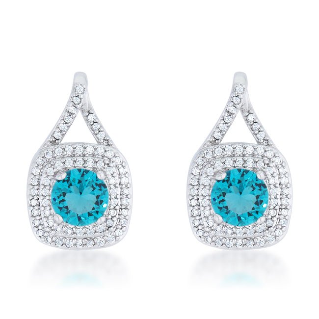 Christal 2.3ct Aqua CZ Rhodium Classic Drop Earrings - LinkagejewelrydesignLinkagejewelrydesign