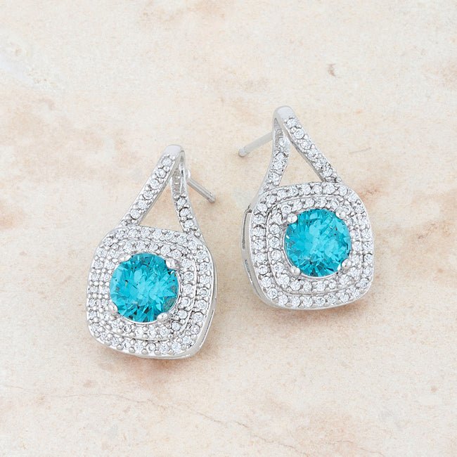 Christal 2.3ct Aqua CZ Rhodium Classic Drop Earrings - LinkagejewelrydesignLinkagejewelrydesign