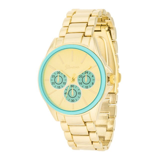 Chrono Gold Metal Watch - LinkagejewelrydesignLinkagejewelrydesign