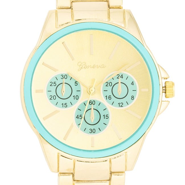 Chrono Gold Metal Watch - LinkagejewelrydesignLinkagejewelrydesign