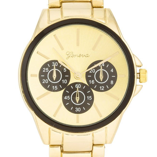 Chrono Gold Metal Watch - LinkagejewelrydesignLinkagejewelrydesign