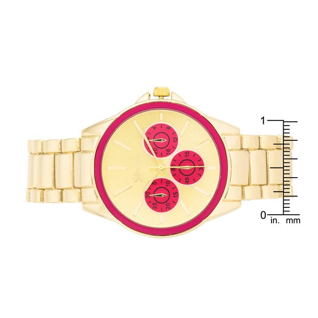 Chrono Gold Metal Watch - LinkagejewelrydesignLinkagejewelrydesign