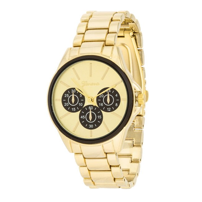 Chrono Gold Metal Watch - LinkagejewelrydesignLinkagejewelrydesign