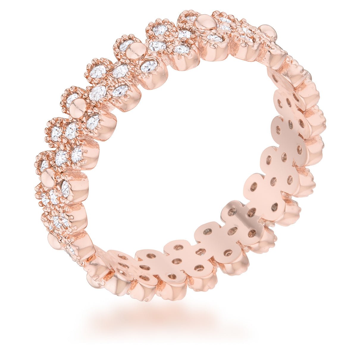 Clara 1ct CZ Rose Gold Textured Bezel Set Eternity Ring, &lt;b&gt;Size 5&lt;/b&gt; - LinkagejewelrydesignLinkagejewelrydesign