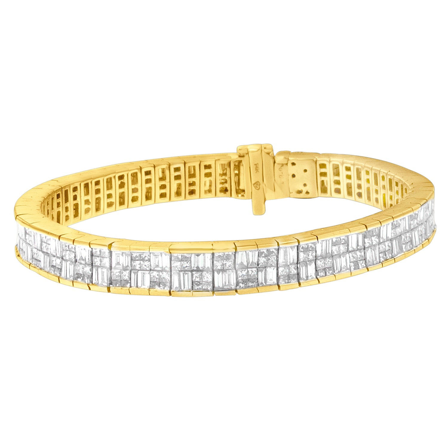 Classic 14K Yellow Gold Baguette and Princess Cut Diamond Eternity Bracelet (8 5/8 cttw, G-H Color, VS2-SI1 Clarity) - LinkagejewelrydesignLinkagejewelrydesign