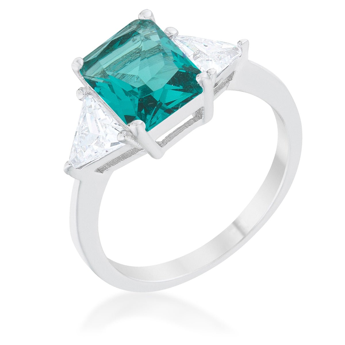 Classic Aqua White Gold Rhodium Engagement Ring - LinkagejewelrydesignLinkagejewelrydesign