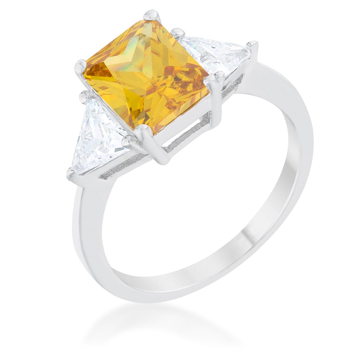 Classic Canary Yellow White Gold Rhodium Engagement Ring - LinkagejewelrydesignLinkagejewelrydesign