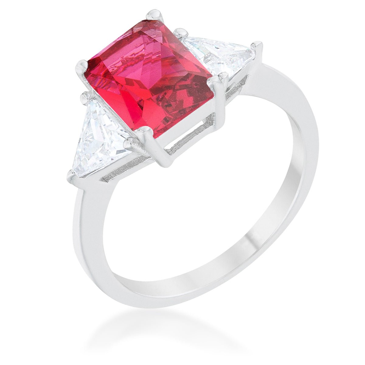 Classic Fuchsia White Gold Rhodium Engagement Ring - LinkagejewelrydesignLinkagejewelrydesign