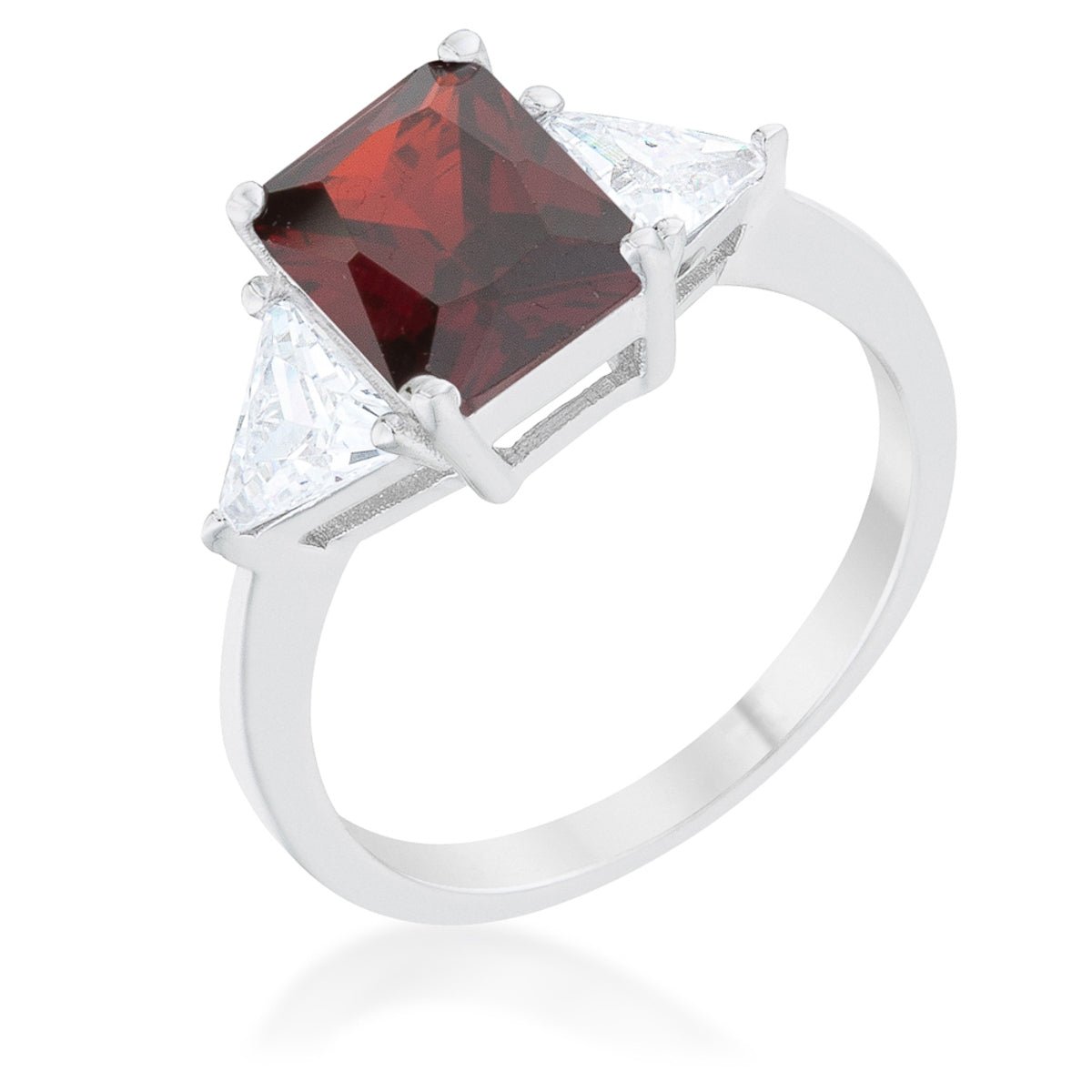 Classic Garnet White Gold Rhodium Engagement Ring - LinkagejewelrydesignLinkagejewelrydesign