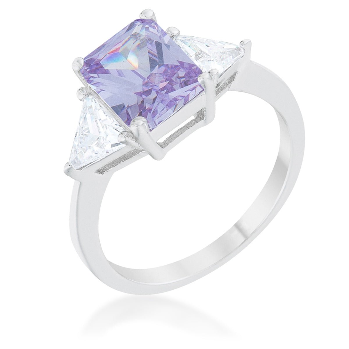 Classic Lavender White Gold Rhodium Engagement Ring - LinkagejewelrydesignLinkagejewelrydesign