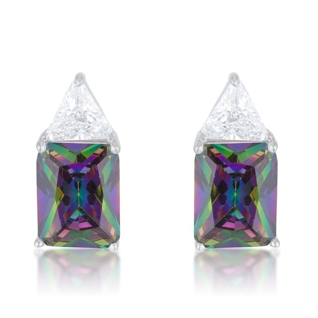 Classic Mystic Cubic Zirconia Rhodium Stud Earrings - LinkagejewelrydesignLinkagejewelrydesign