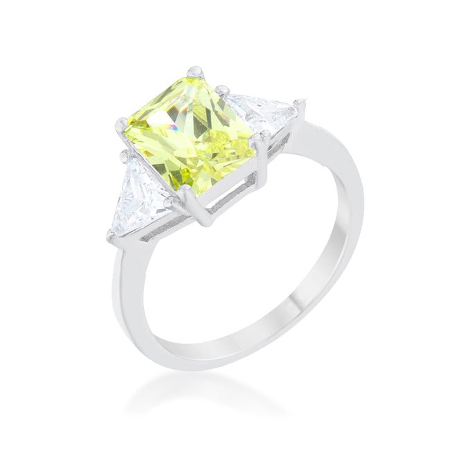 Classic Peridot Rhodium Engagement Ring [ clone ], &lt;b&gt;Size 8&lt;/b&gt; - LinkagejewelrydesignLinkagejewelrydesign