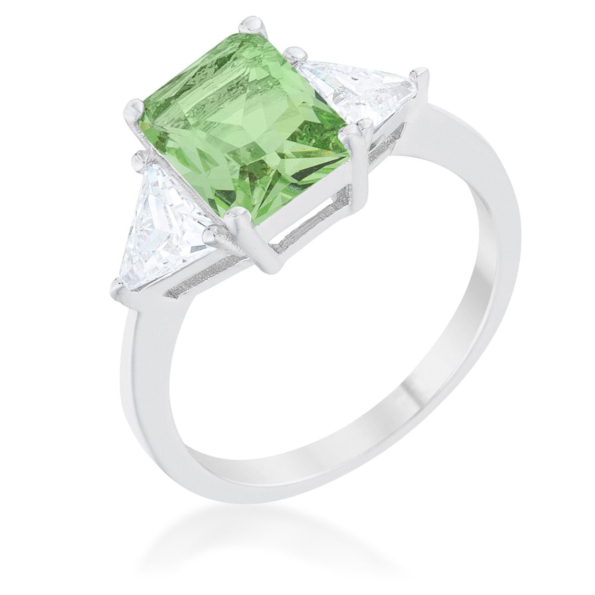 Classic Peridot White Gold Rhodium Engagement Ring - LinkagejewelrydesignLinkagejewelrydesign