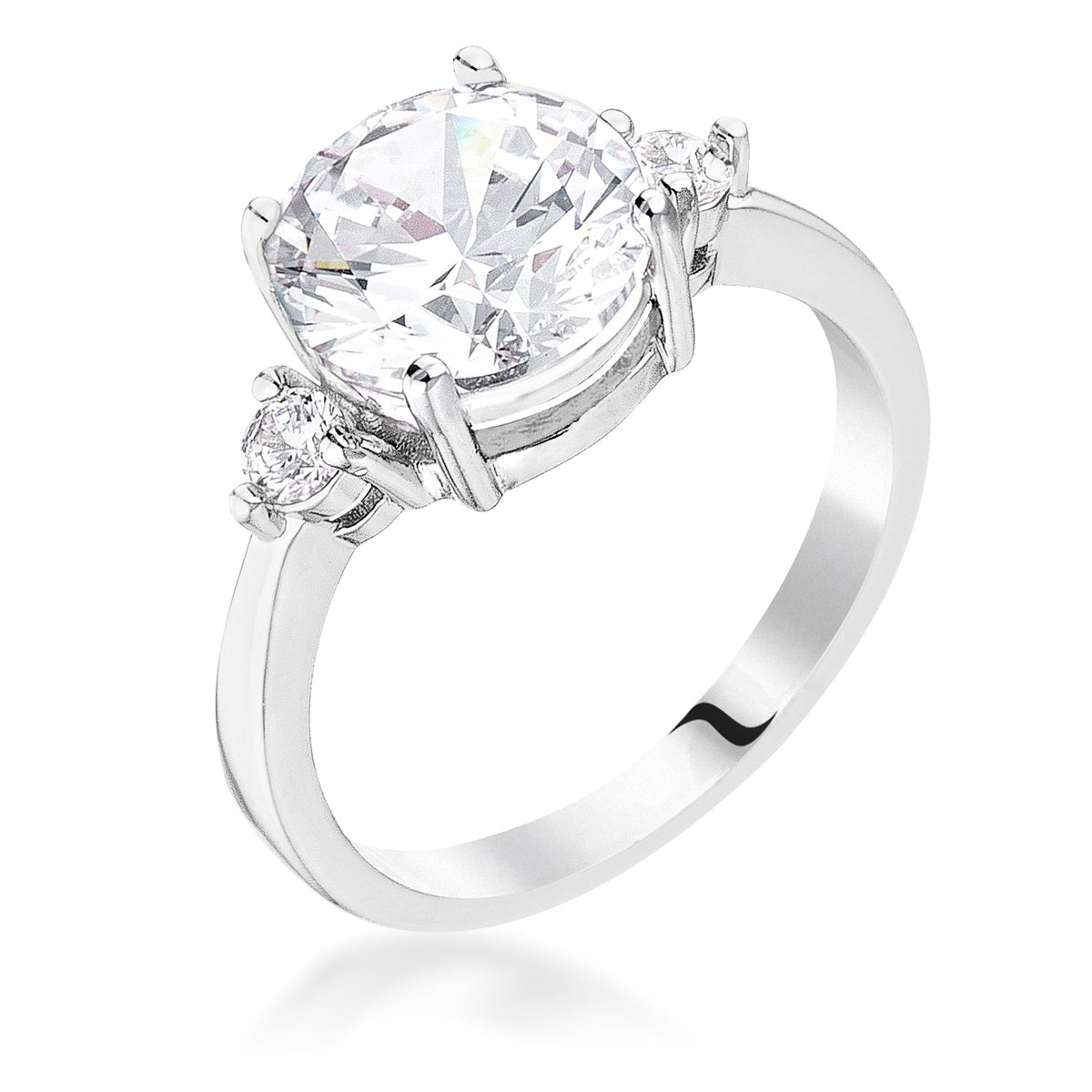 Classic Three Stone Clear CZ Engagement Ring, &lt;b&gt;Size 5&lt;/b&gt; - LinkagejewelrydesignLinkagejewelrydesign