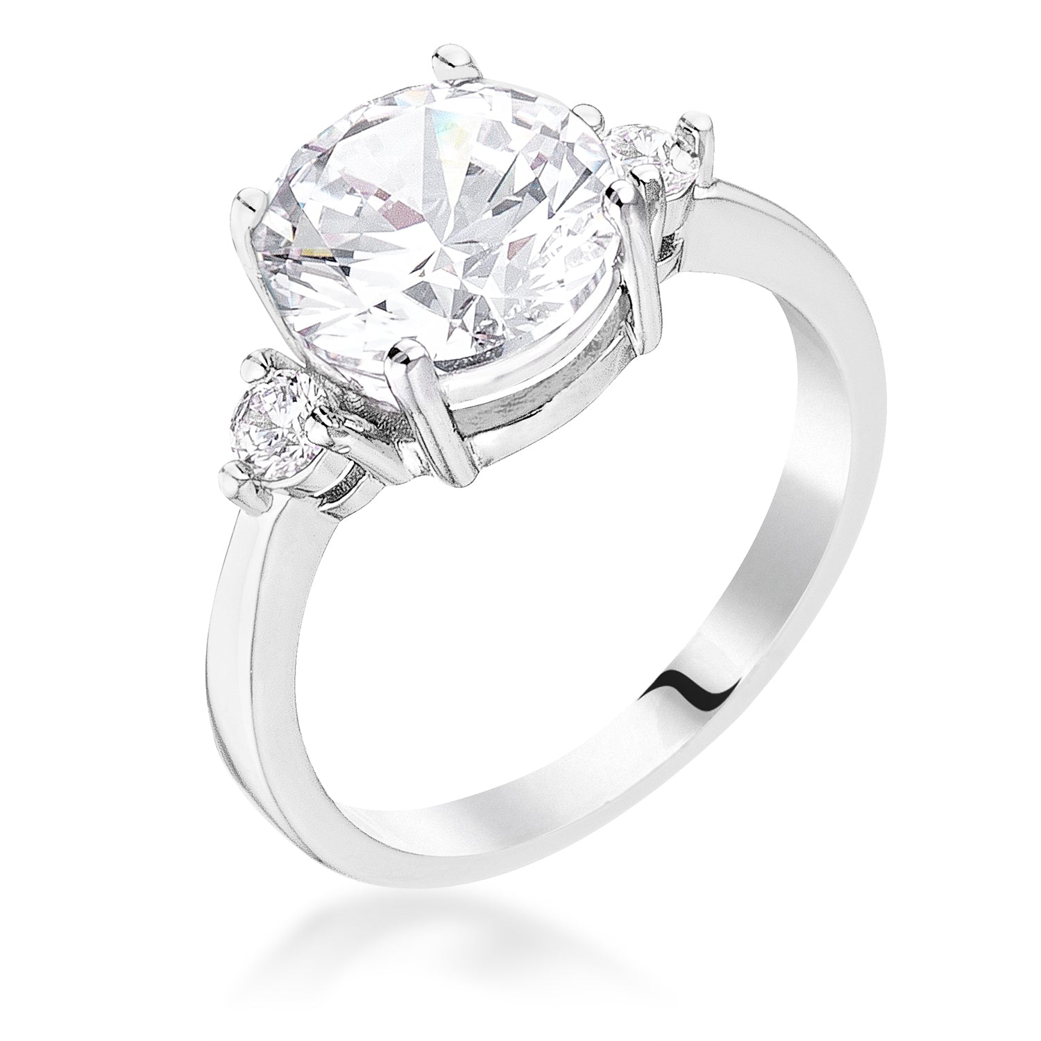 Classic Three Stone Clear CZ Engagement Ring, <b>Size 5</b> - LinkagejewelrydesignLinkagejewelrydesign