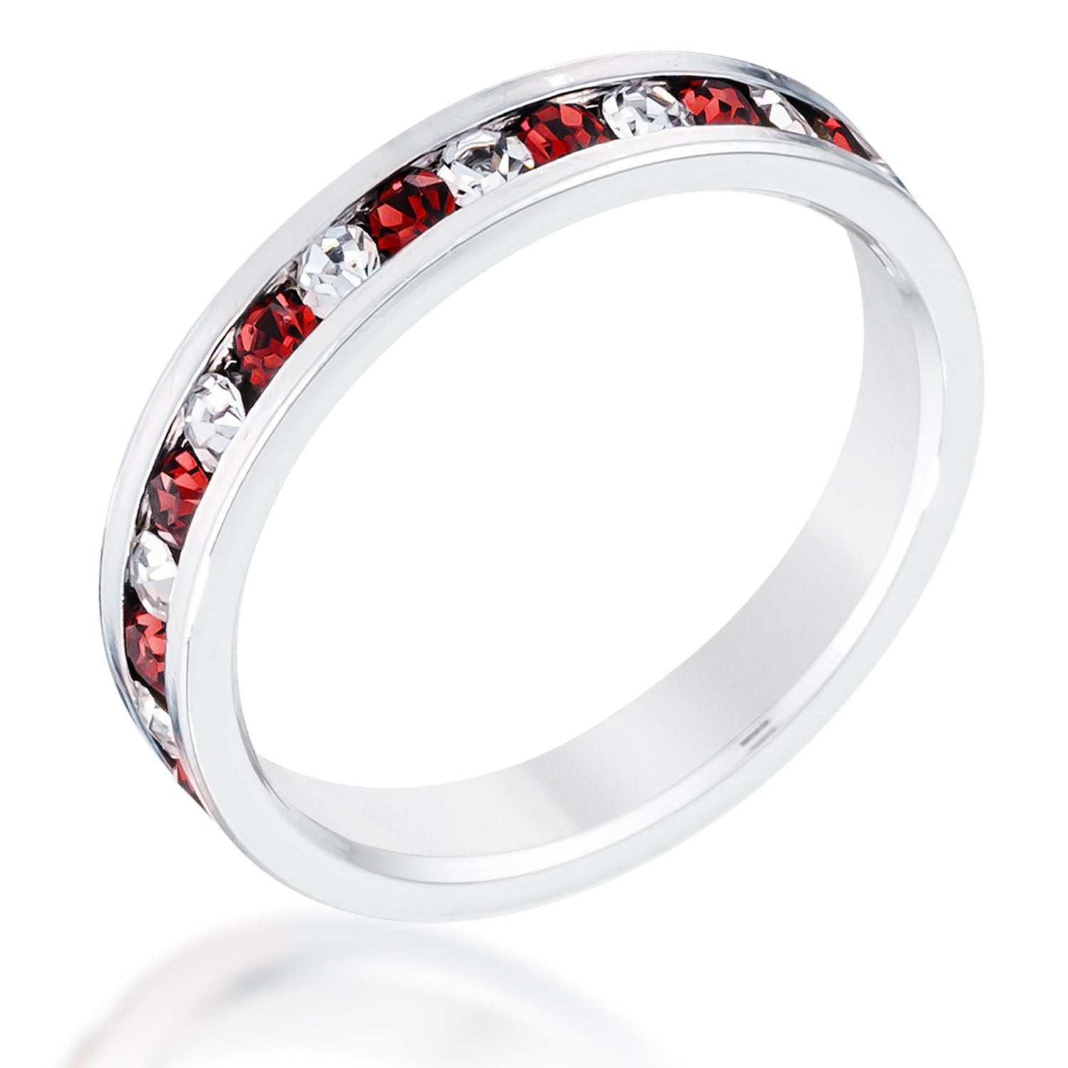 Clear and Red Alternating Crystal Eternity Ring, <b>Size 5</b> - LinkagejewelrydesignLinkagejewelrydesign