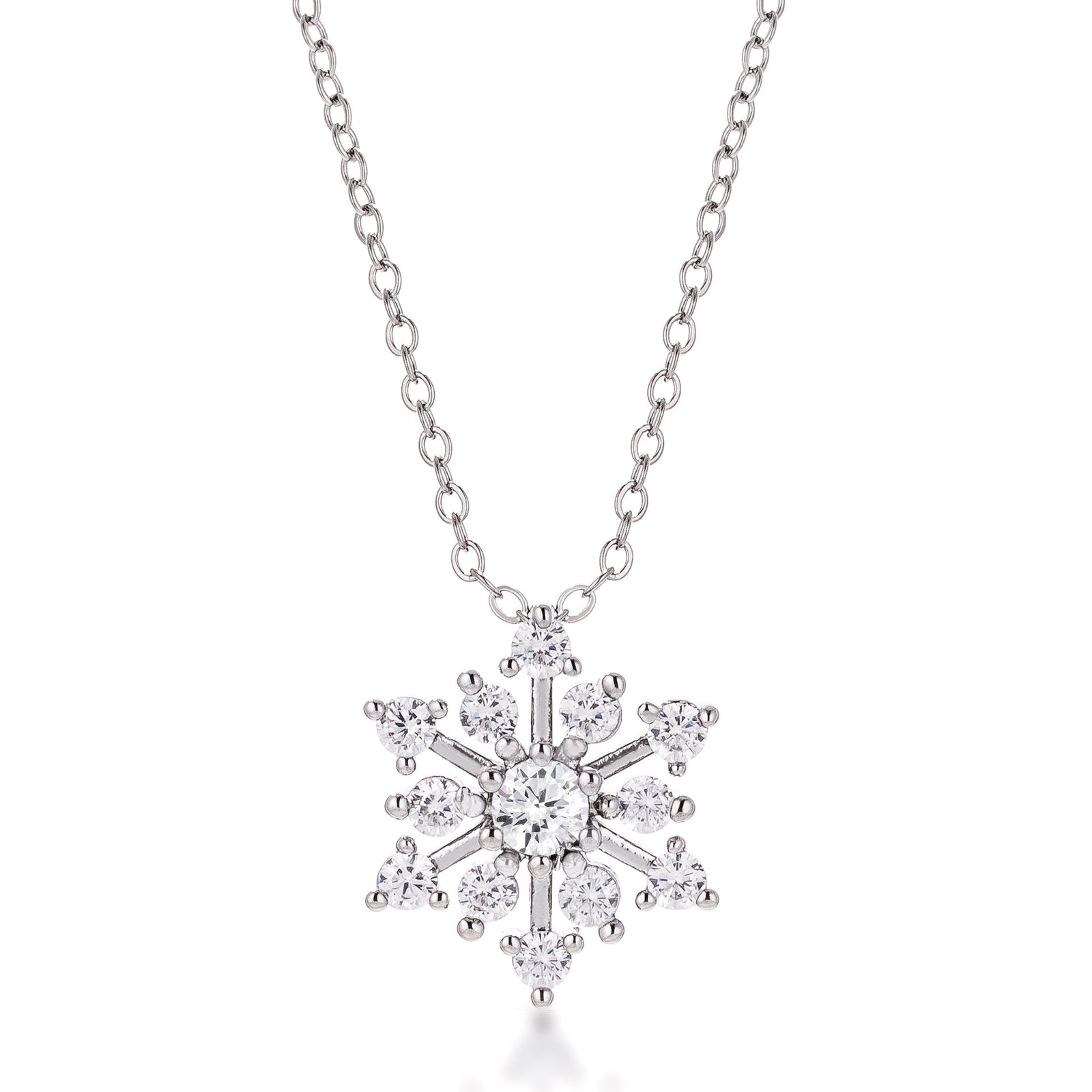 Contemporary CZ Snowflake Necklace - LinkagejewelrydesignLinkagejewelrydesign