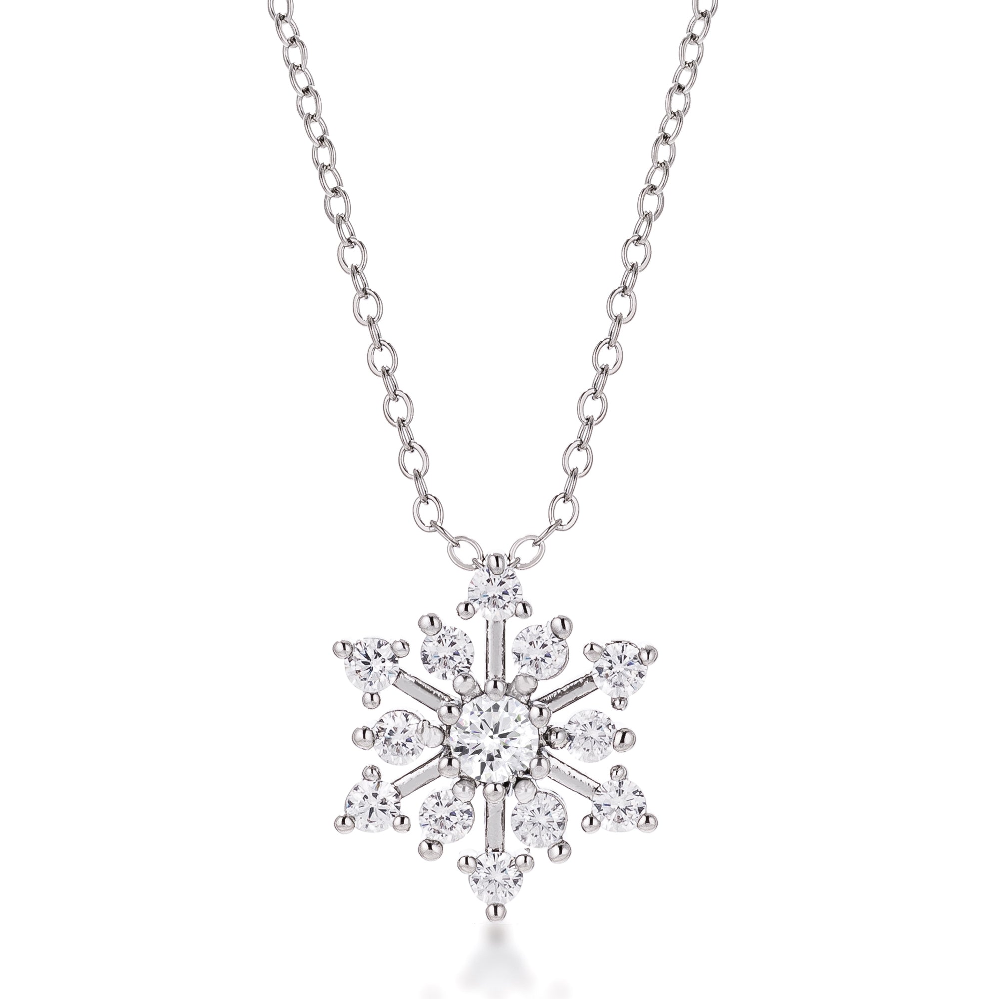 Contemporary CZ Snowflake Necklace - LinkagejewelrydesignLinkagejewelrydesign