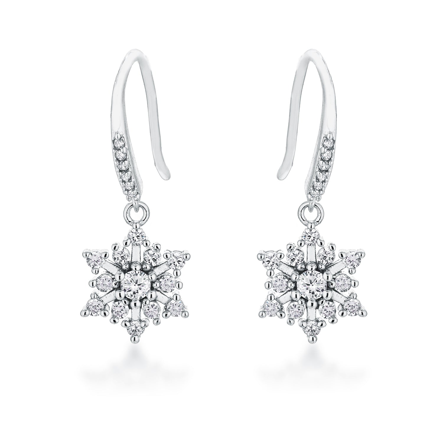 Contemporary Rhodium Plated CZ Earrings - LinkagejewelrydesignLinkagejewelrydesign